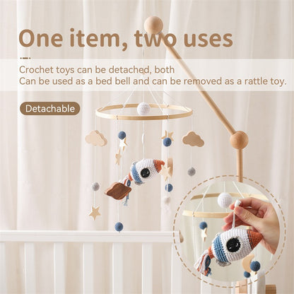 Baby Wooden Bracket Bed Bell 0 6 Months Toy Bracket Accessories Hanging Bracket Soft Mobile On the Bed Baby Room Decoration Crib