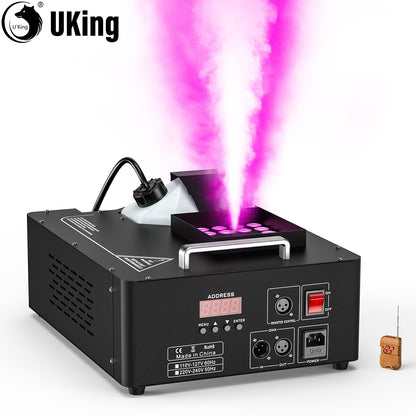 U'King 1500w Fog Machine RGB 3IN1 24LED Vertical Smoke Machine Stage Lighting  Spray Fogger For Halloween Wedding Disco Party