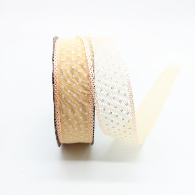 5 yards 1" 25mm Ribbon Wedding Party Decoration Organza Ribbon Printing Dots Gift Wrapping Hair Bows DIY Christmas Ribbon #22