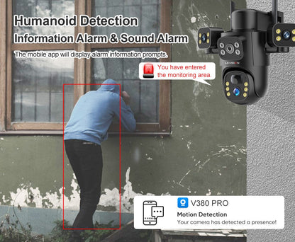 LS VISION 4G / WiFi Solar Camera 3Lenses Outdoor 15MP 4K Low Power Battery IP Camera PIR Night Vision V380 Pro CCTV Security