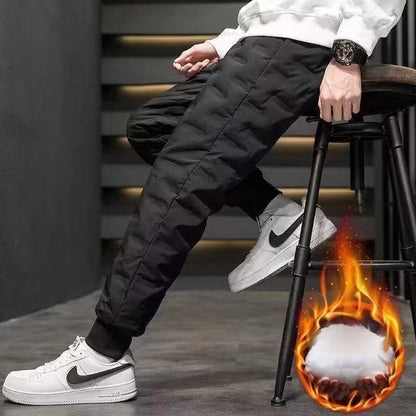 Calças Masculinas de Algodão com Penugem Corta-Vento Impermeáveis Quentes Esportivas de Inverno Soltas para Neve Longas Jovens Casuais Modernas ...