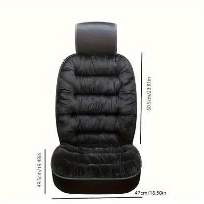 Luxury Plush Car Seat Cushion - 1pc Thick Warm Front Single Seat Cover with Backrest, Universal Fit Easy-Care Comfortable Winter