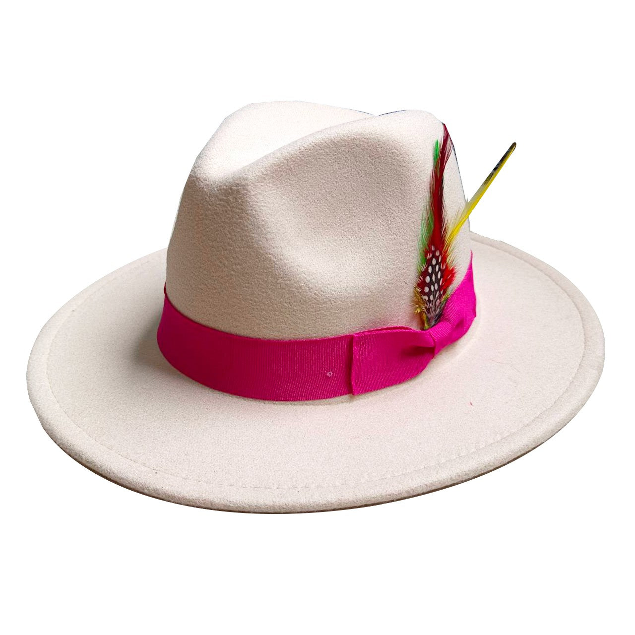 Leather Pink Fedora Wide brimmed Jazz Hat Autumn/Winter Classic Elegant Panama Hat Gentleman Hat Wholesale Sombrero