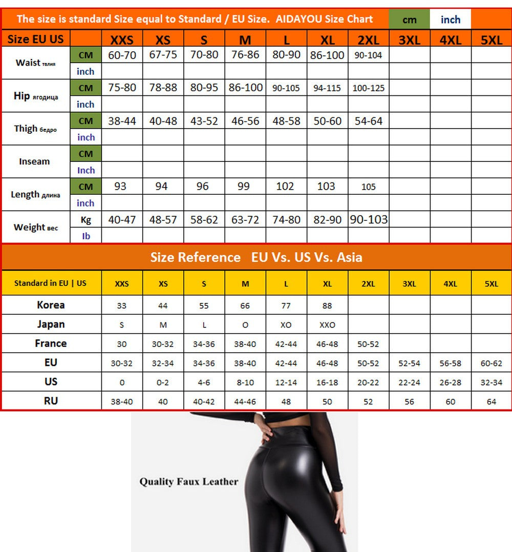 PU Leggings Womens  High Waist Skinny Pleather Leggings  Sexy Elastic Trousers Stretch