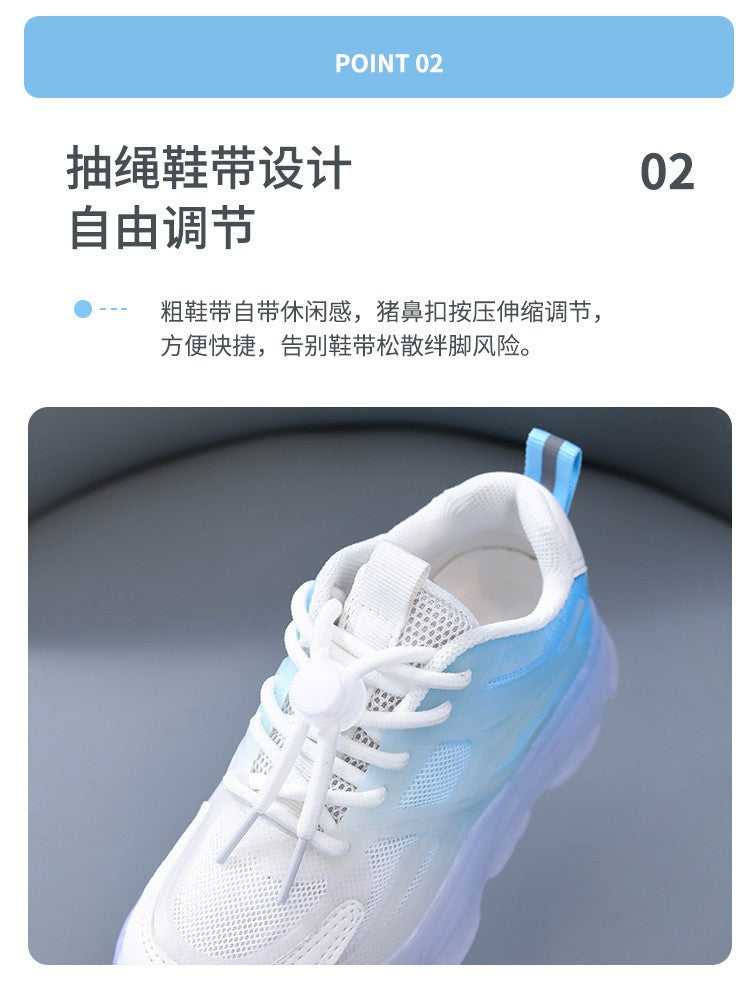 Summer Kid Sneakers New Fashion Light Up Boy Shoe Breathable Versatile Anti Slip Simple Sports Shoes Daily Classic Girl Shoes