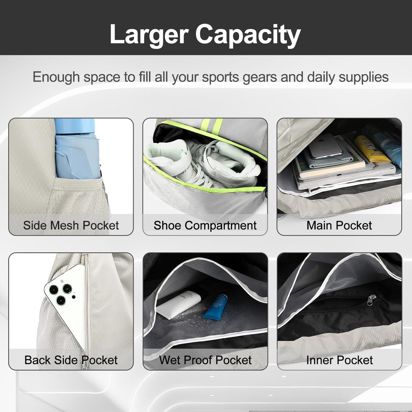 Basketball bag swimming bag Drawstring Backpack fitness Gym Bag with Shoes Compartment Sports Dry Wet Separation Storage Bag