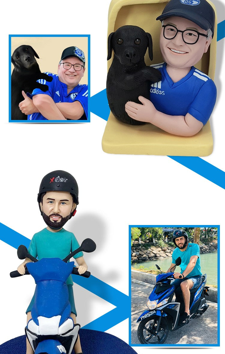 Custom Handmade Bobblehead Figure, Personalized Clay Doll on Photos,Real person figurine 3D Customization,Christmas Gift for Men