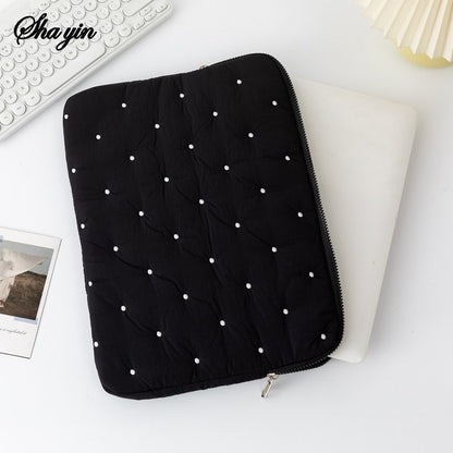 Laptop Sleeve Tablet Case 11 13 15 Inch, Embroidered Dot Pattern Padded Inner Bag for iPad MacBook, Notebook Protective Cover