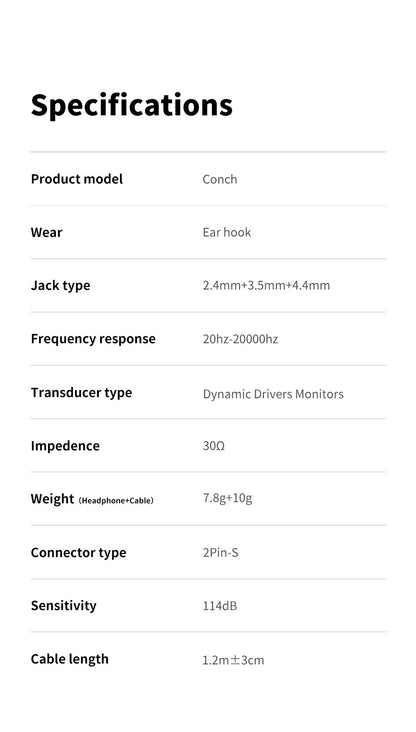 TRN CONCH In-Ear Earphones 10mm Dual Magnetic Circuit DLC Dynamic Driver Headphones Sports Earbuds Monitor IEMS with 3.5/2.5/4.4
