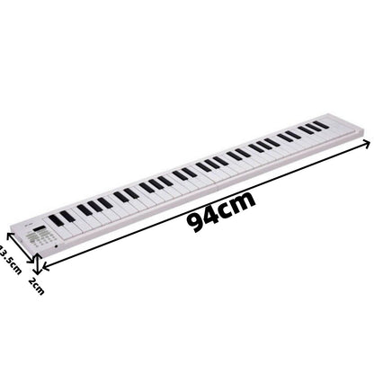 Teclado eletrônico dobrável de 61 teclas Piano portátil com display LED/Bateria embutida/Instrumento musical de teclado eletrônico