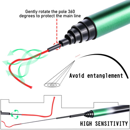 Sougayilang Vara de Pesca Portátil de Fibra de Vidro Multi Seções 2,7-5,4m Robusta e Anti-Dobrável Proporciona Uma Jornada de Pesca Suave