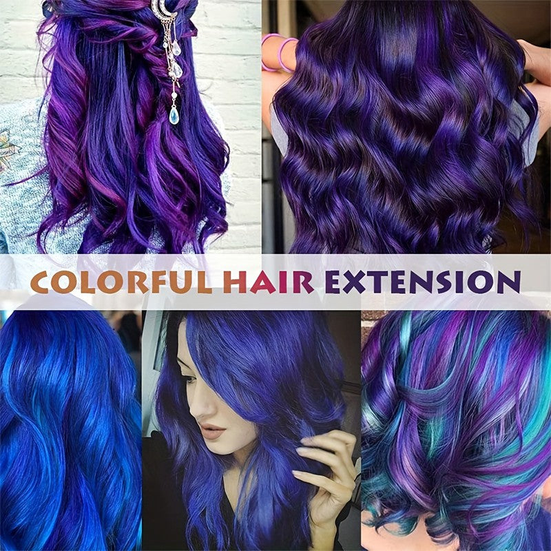 5pcs Colorful Curly Wavy Hair Extensions 18 inch Synthetic Wave Clip-In Hairpieces for Women Cosplay Christmas & New Year Gifts