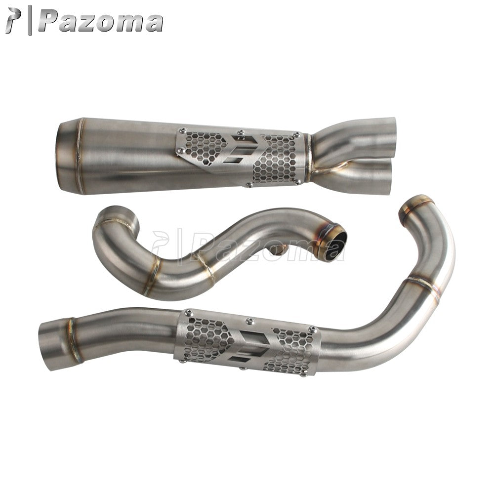 Pazoma 2-in-1 Exhaust Muffler Motorcycle Stepped Exhausts System For Harley Dyna Low Rider Street Fat Bob Super Wide Glide 06-17