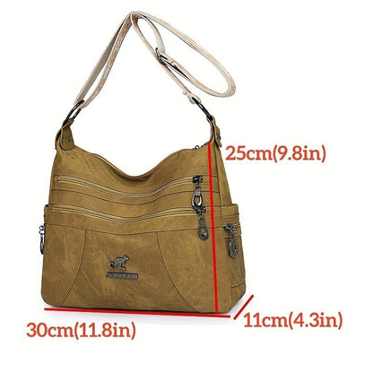 Fashion Denim Fabric Women's Crossbody Bags, Multi-layer Large Capacity Shoulder Bag, Suitable for Commuting Occasions