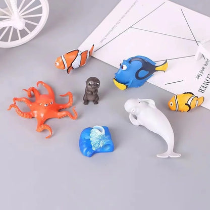 6 unidades/conjunto Disney Procurando Nemo Dory Peixe-Palhaço PVC Bonecos de Ação Brinquedos Modelo Estatueta Coleção de Bonecas Enfeite Bonecas Presentes de Natal para Crianças