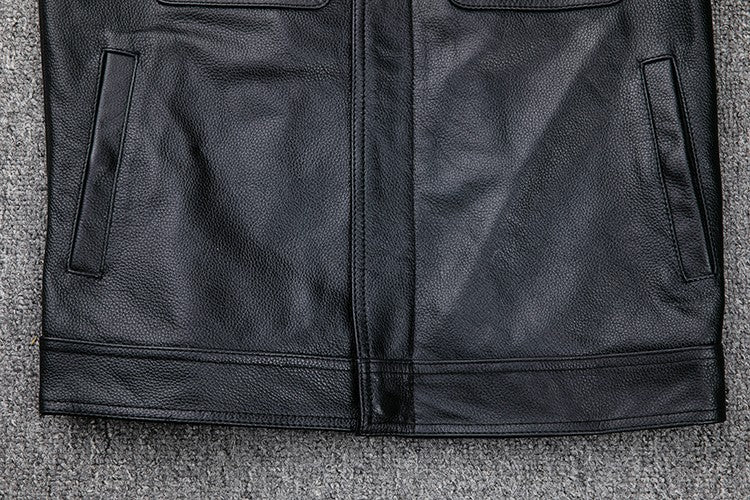 Wholesales.100% Genuine Leather jacket.Classic casual black Men cowhide clothes.quality plus size leather coat.Father's gift