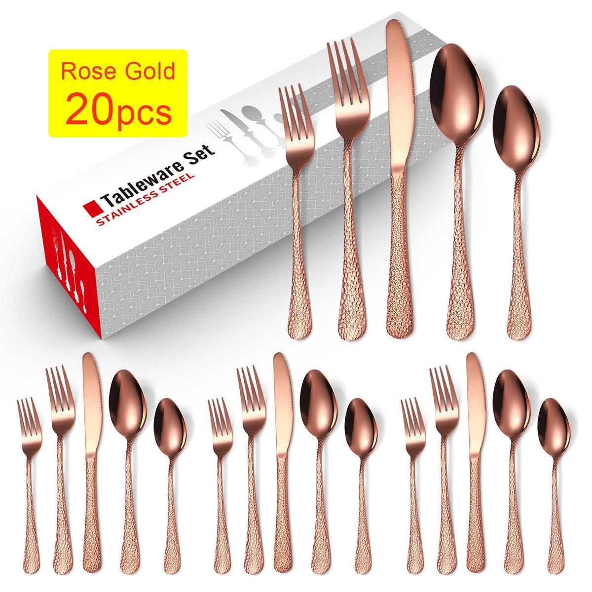 20/30/40Pcs Luxury Tableware Flatware Set Creative Snake Skin Hotel Steak Dinnerware Set Stainless Steel Gold Cutlery Set Gift