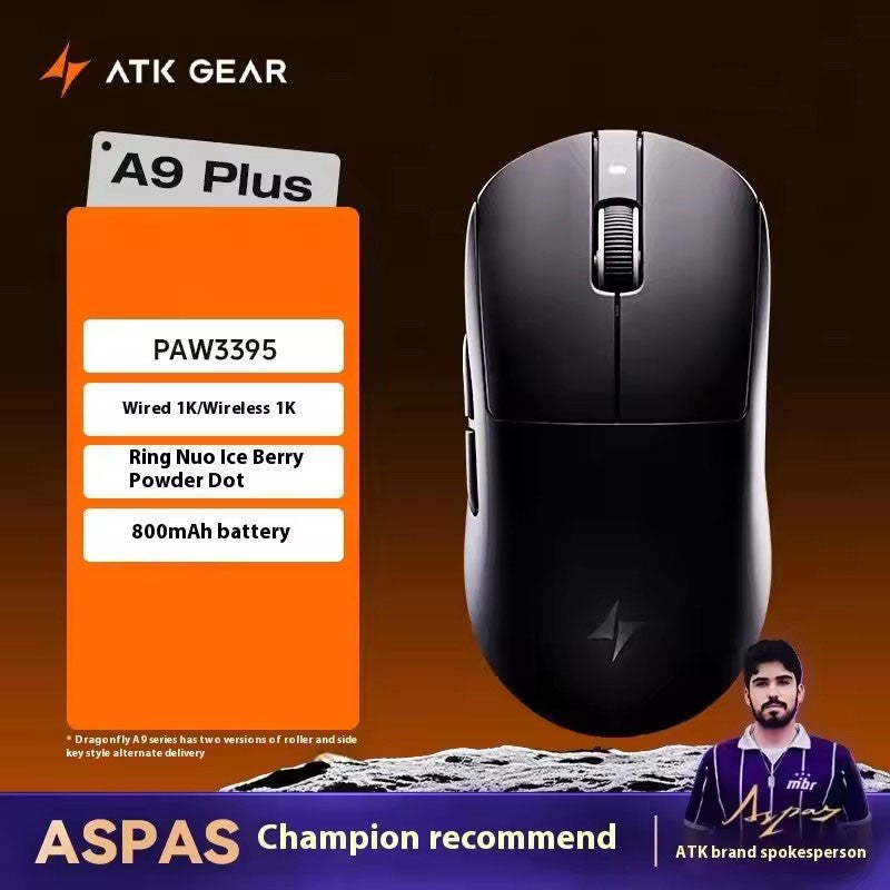 Mouse Sem Fio ATK Dragonfly A9 Series Tri Mode PAW3950 Nordic52840 8K 53g Leve Personalizável para Laptop Gamer PC Gaming