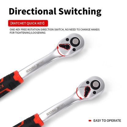 Chave Catraca Rápida Fosca Resistente a Óleo 72 Dentes Unidade de 1/4 3/8 1/2 Polegadas Soquete Bidirecional Chave Voadora Ferramenta Manual DIY de Reparo