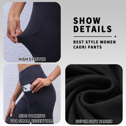 Super Soft Sports Leggings With Pockets For Women High Waisted Workout Yoga Running Push Up Gym Fitness Tight Pants Women's