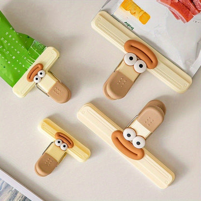 Prendedores de Saco de Lanche de Desenho Animado, Clipes Seladores de Alimentos Multifuncionais para Armazenamento à Prova de Umidade - Clipes Seladores de Saco de Alimentos de Plástico