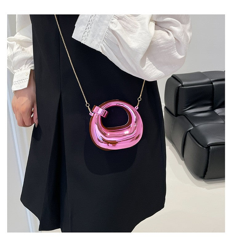 Fashion Crescent Mini Acrylic Chain Evening Bag for Women, Shoulder and Crossbody Bag