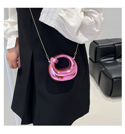 Fashion Crescent Mini Acrylic Chain Evening Bag for Women, Shoulder and Crossbody Bag