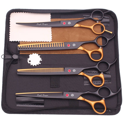 Dog Grooming Scissors Professional Stainless 7.5" Pet Hairdressing Scissors Dog Curved Scissors Thinning Shears Color Comb Z3088