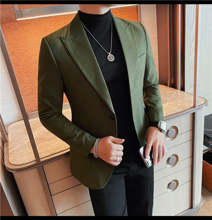 Blazer Jackets Men's Clothing High Quality Autumn Winter Thick Warm Mens Jackets And Coats Business Formal Wear Slim Fit Blazers