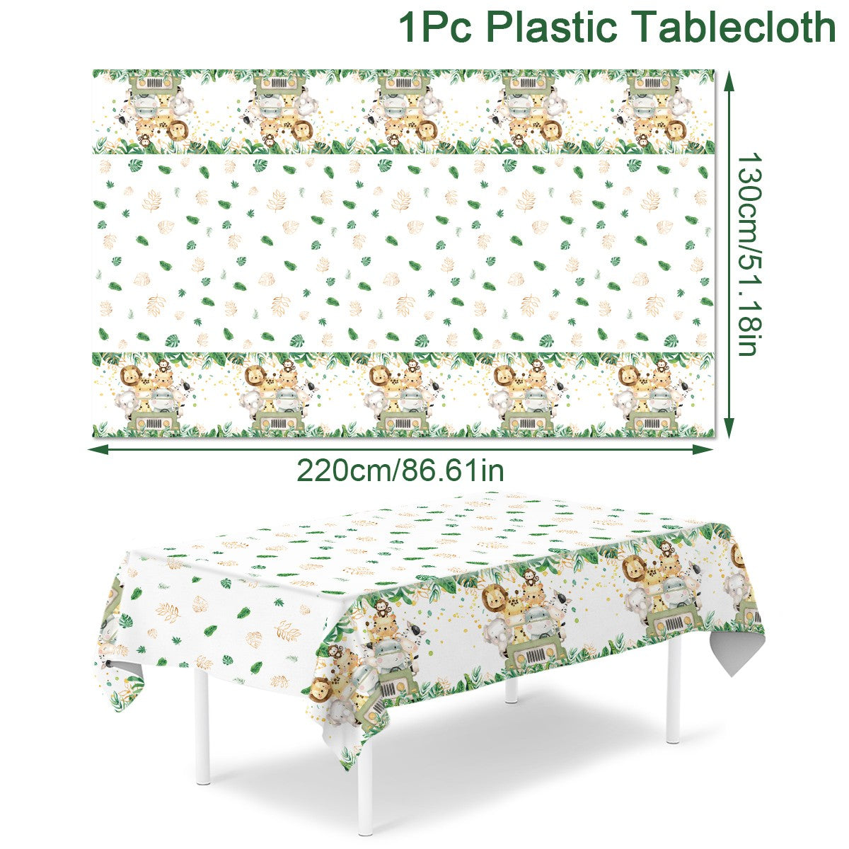 Cartoon Animal Tablecloth Jungle Safari Theme Party Supplies Disposable Table Cover Baby Shower Kids Birthday Party Decorations