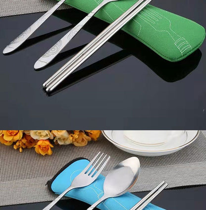 Bolsa Lavável para Talheres de Aço Inoxidável com Zíper, Estojo de Talheres Portátil, Bolsa para Jantar, Ferramenta Doméstica, Colher de Viagem e Acampamento