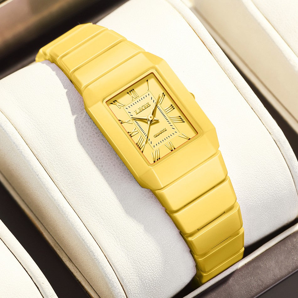 LIGE New Black Watch Women Fashion Creative Square Stainless Steel Ladies Waterproof Watches Elegant Bracelet Quartz Wristwatch