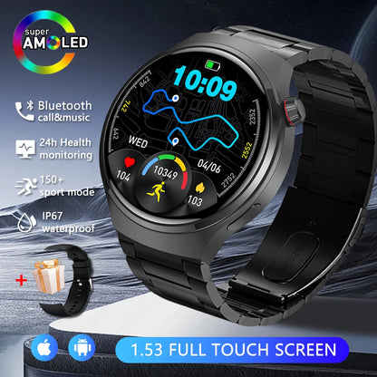 Smartwatch Esportivo Watch 4 Pro Masculino Tela AMOLED HD 360*360 Frequência Cardíaca Chamada Bluetooth IP68 À Prova D'água Música Novo SmartWatch 2025