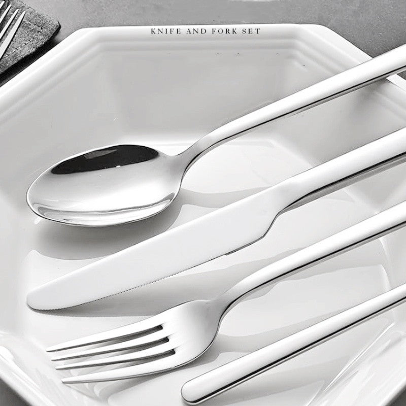 5PCS premium quality 420 and 18-10 Stainless steel Dinnerware Set cutlery set steak knife and fork dessert fork and spoon