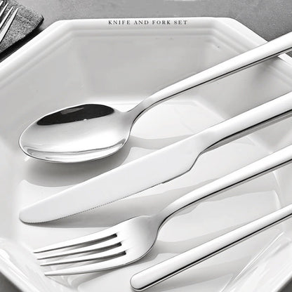 5PCS premium quality 420 and 18-10 Stainless steel Dinnerware Set cutlery set steak knife and fork dessert fork and spoon