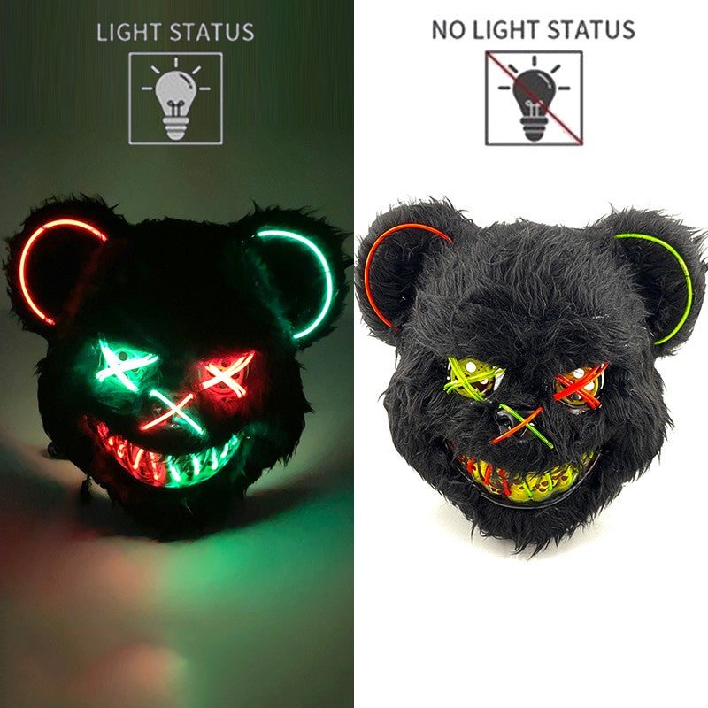 Hot Bloody Rabbit Bear Luminous LED Mask Halloween Horror Bunny Mask Carnival Party Props Cosplay Dress Up Headgear