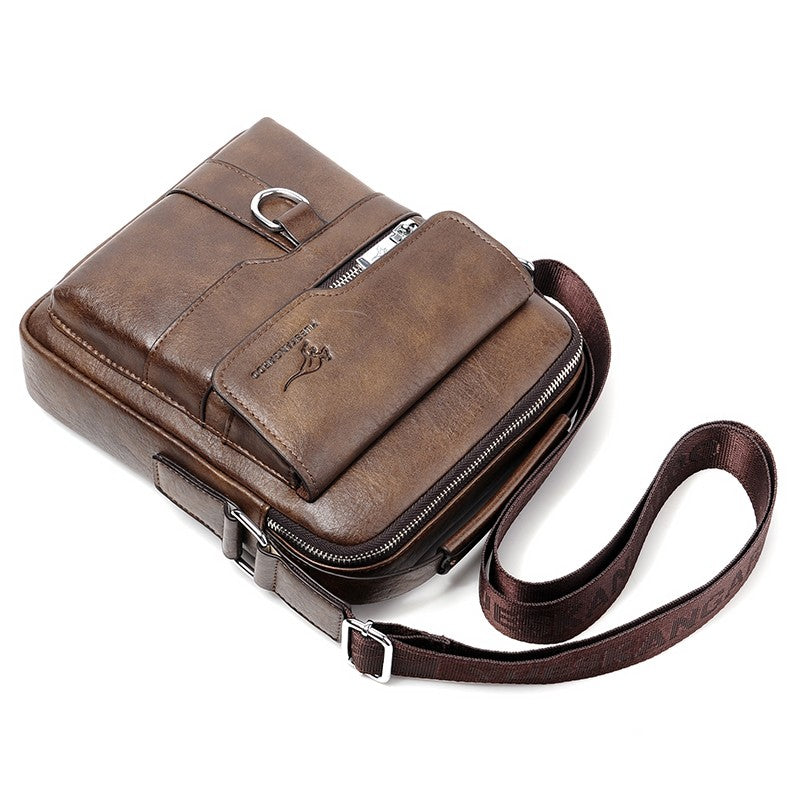 Kangaroo Luxury Brand Men Sling Bag Leather Side Shoulder Bag For Men Husband Gift Business Messenger Crossbody Bag Male Handbag