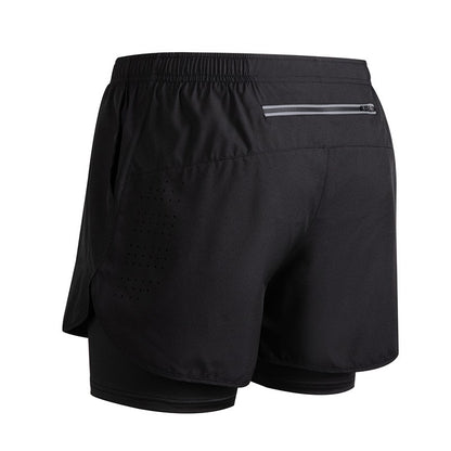 Men's Running Shorts Quick-drying Fitness Black Double Layer Shorts Men New Sport Workout Training Bodybuilding Short Pants
