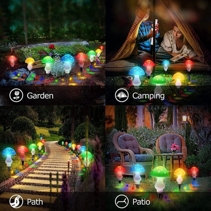 Solar Garden Decor Lights Crack Mushrooms Outdoor Decor Stake String Lights Waterproof Solar Pathway Lights Christmas Decoration