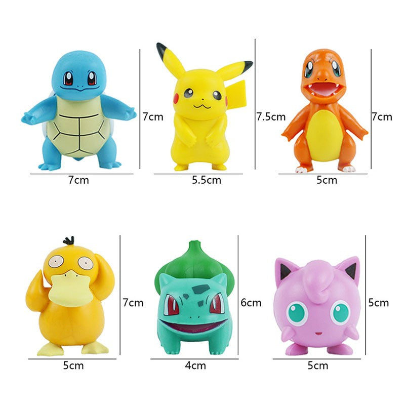 Pokémon Anime Bonecos de Ação Brinquedos Pikachu Modelo Charmander Psyduck Squirtle Jigglypuff Bulbasaur Bonecas Colecionáveis Kawaii Presente Infantil