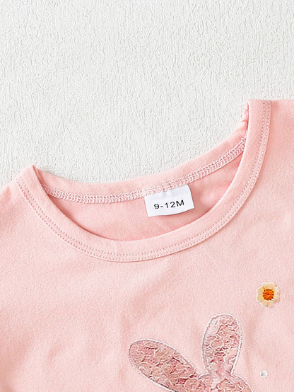 Clothes Set for 0-3Years Baby Girl Cute Cartoon Pattern Bow Short Sleeve Top + Denim Shorts Summer Costume for Toddler Girl