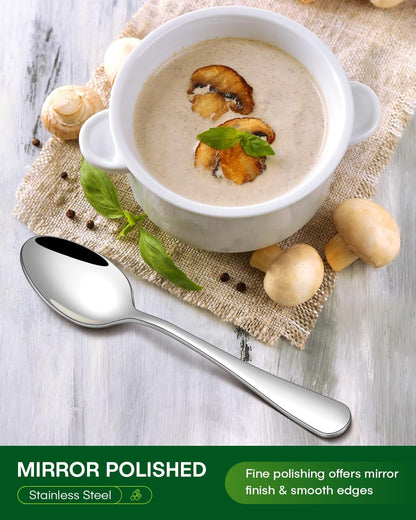 Conjunto de talheres de 48 peças com facas de carne para 8 pessoas, talheres de aço inoxidável espelhado, conjunto de utensílios laváveis na máquina de lavar louça