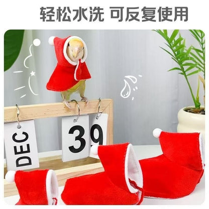 ???Roupa Quentinha de Inverno Tema Natal Fantasia para Pássaros Suprimentos para Pássaros de Estimação Roupas de Pássaros para Exterior Acessórios para Pássaros ??