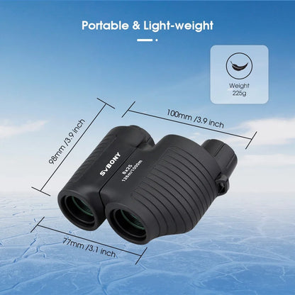 Svbony F9323A 8x25 Binóculos Porro Foco Fixo Preto Telescópio Caminhada Acampamento Observação de Pássaros