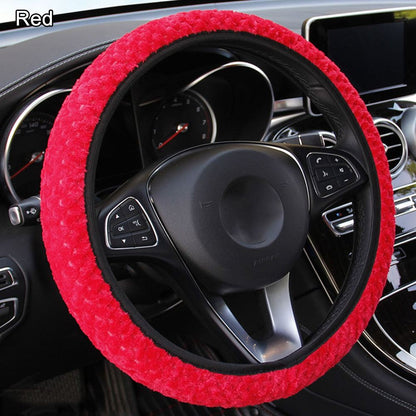 Capa de Volante de Carro de Veludo Pérola de Inverno Acessório para Carro Proteção Antiderrapante Quente Pelúcia Macia