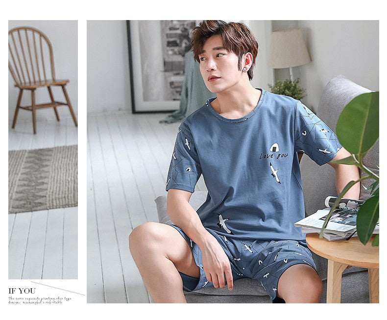 2 Piece Set Sleepwear Men Large Size Youth Pajamas Striped Bear Home Wear Man Nightwear Loungewear Comforts Breathable Casual