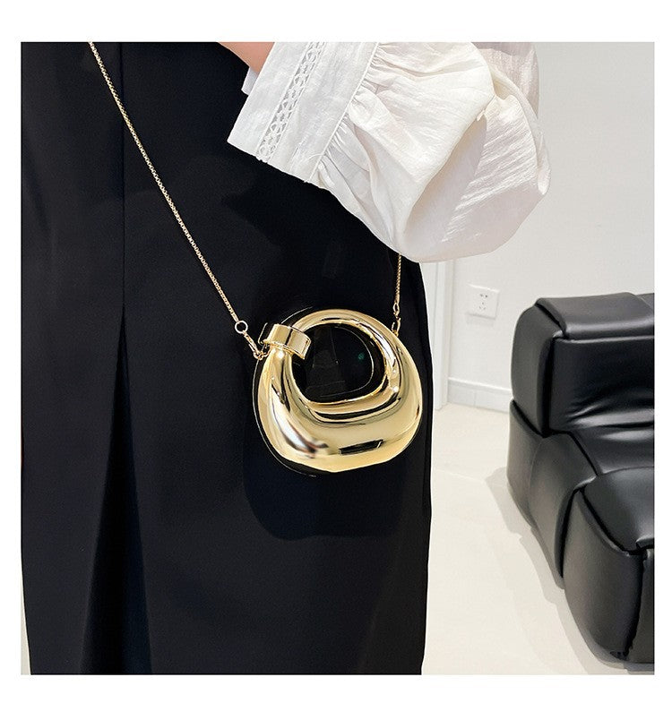 Fashion Crescent Mini Acrylic Chain Evening Bag for Women, Shoulder and Crossbody Bag