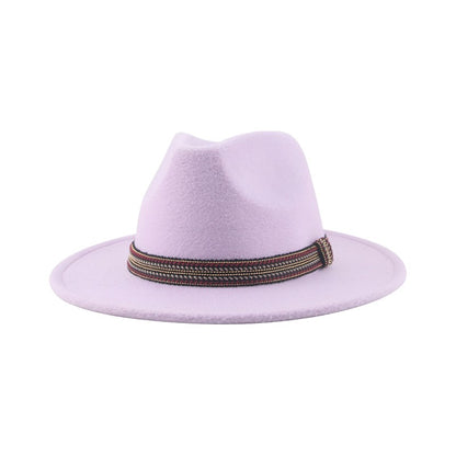 Chapéu Feminino Fedora de Feltro Sólido Casual Chapéu de Inverno Feminino Bonés Masculinos Faixa Panamá Preto Cáqui ????? ??????? Sombrero