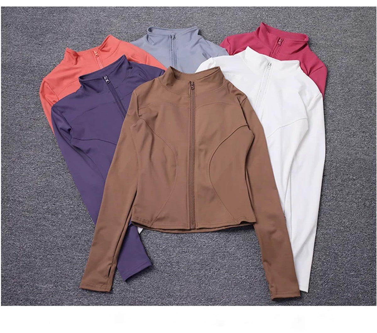 Women Long Sleeve Sport Jacket Spring Summer Gym Workout Coat Yoga Running Sports Cycling Top Casual Zipper Outfit Clothes Chic