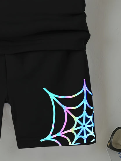 Summer Baby Boy Clothes Set Kid Girls Cartoon Colorful Spider Printed T-Shirts And Shorts 2pcs Suit Children Top Bottom Outfits